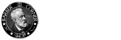 Logo barber corner shop nantes tête Jules Vernes